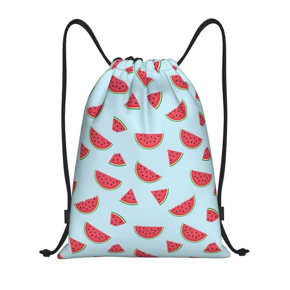 Yiaed Watermelon Print Drawstring Bags Drawstring Backpack Bulk String Back Pack Gym Sport Bag-Medium