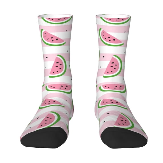 Yiaed Watermelon Print Great elasticity Crew Socks Sports socks for Men and Women