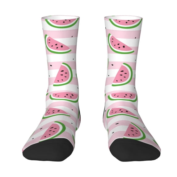 Yiaed Watermelon Print Great elasticity Crew Socks Sports socks for Men and Women
