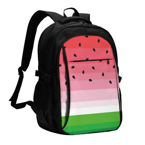 Yiaed Watermelon Print Laptop Backpack,Business Travel Durable Laptops Backpack with USB Charging Port,Water Resistant College Computer Bag