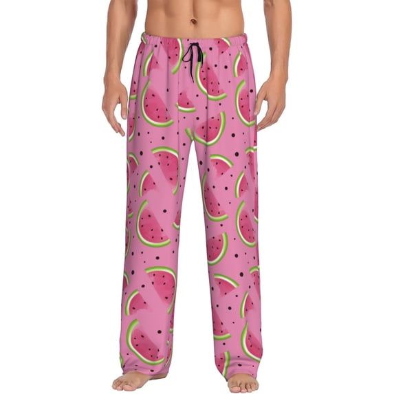 Yiaed Watermelon Print Men's Lounge Pants, Loose PJ Bottoms, Long Pajama Pants for Men-Medium