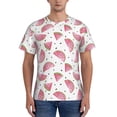 thumbnail image 1 of Yiaed Watermelon Print Mens Short Sleeve Tight Fit T-Shirt, Crewneck Casual Tee-Small, 1 of 5