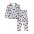 thumbnail image 1 of Yiaed Watermelon Print Pajamas Women's Long Sleeve Sleepwear Soft Button Down Loungewear Pjs Lounge Set Nightwear Womens Pajama Pants-X-Large, 1 of 7