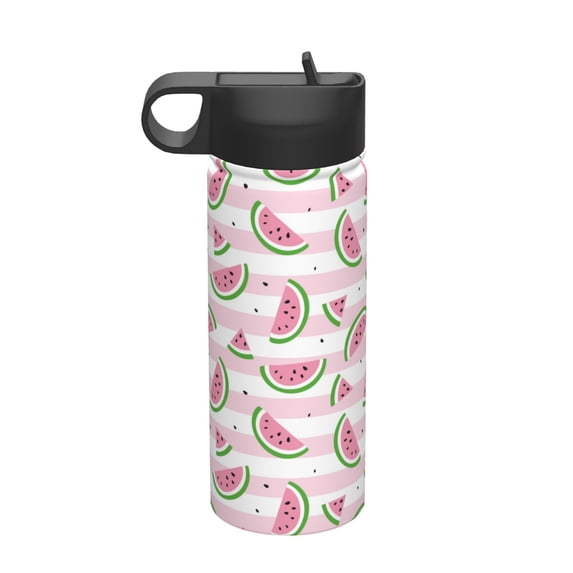 Yiaed Watermelon Print Water Bottle with Straw Lid, Stainless Steel Double Wall Insulated Water Bottle | Leak-Proof and Spill-Proof Water Bottle