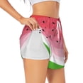 thumbnail image 1 of Yiaed Watermelon Print Women's Running Shorts with Liner 3 Zipper Pockets Elastic Workout Athletic Gym Yoga Shorts-Small, 1 of 7