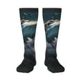 thumbnail image 1 of Yiaed Wave Chain Shark Print Great elasticity Adult Stockings Sports socks for Men and Women, 1 of 6