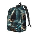 thumbnail image 1 of Yiaed Wave Sailboat Shark Print Print Laptop Backpack Travel Canvas Backpack Vintage Aesthetic Backpack for School Knapsack Backpack Backpack for School-Small, 1 of 5