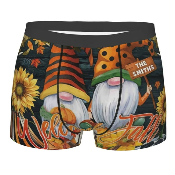 Yiaed Welcom Fall Print Men's Soft Cotton Boxer Shorts Breathable Boxers Underwear Moisture-Wicking Underwear Stretch Boxer Briefs for Man-Large