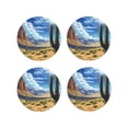 thumbnail image 1 of Yiaed Western Desert Cactus Print Leather Coasters for Drinks - Cup Coasters Coffee Table Kitchen Table Bar, Home & Office Gifts Handmade Drink Coasters-Round Shape, 1 of 6