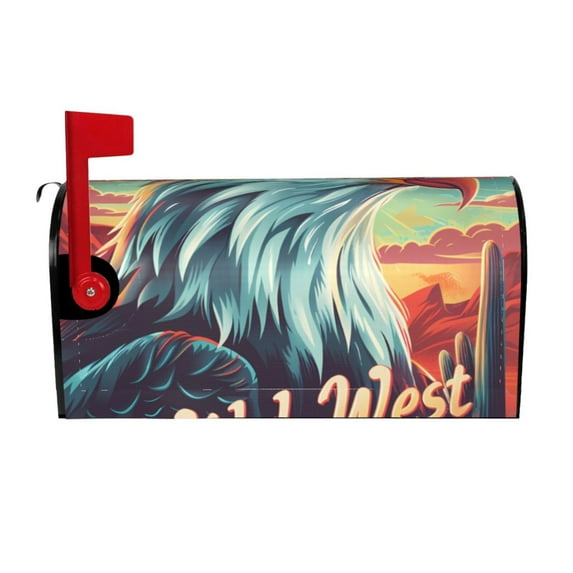 Yiaed Western Style Bald Eagle Print Mailbox Covers, Magnetic Mailbox Cover, Mail Box Covers for Garden Outdoor Decor Box Covers-25.5x21 in