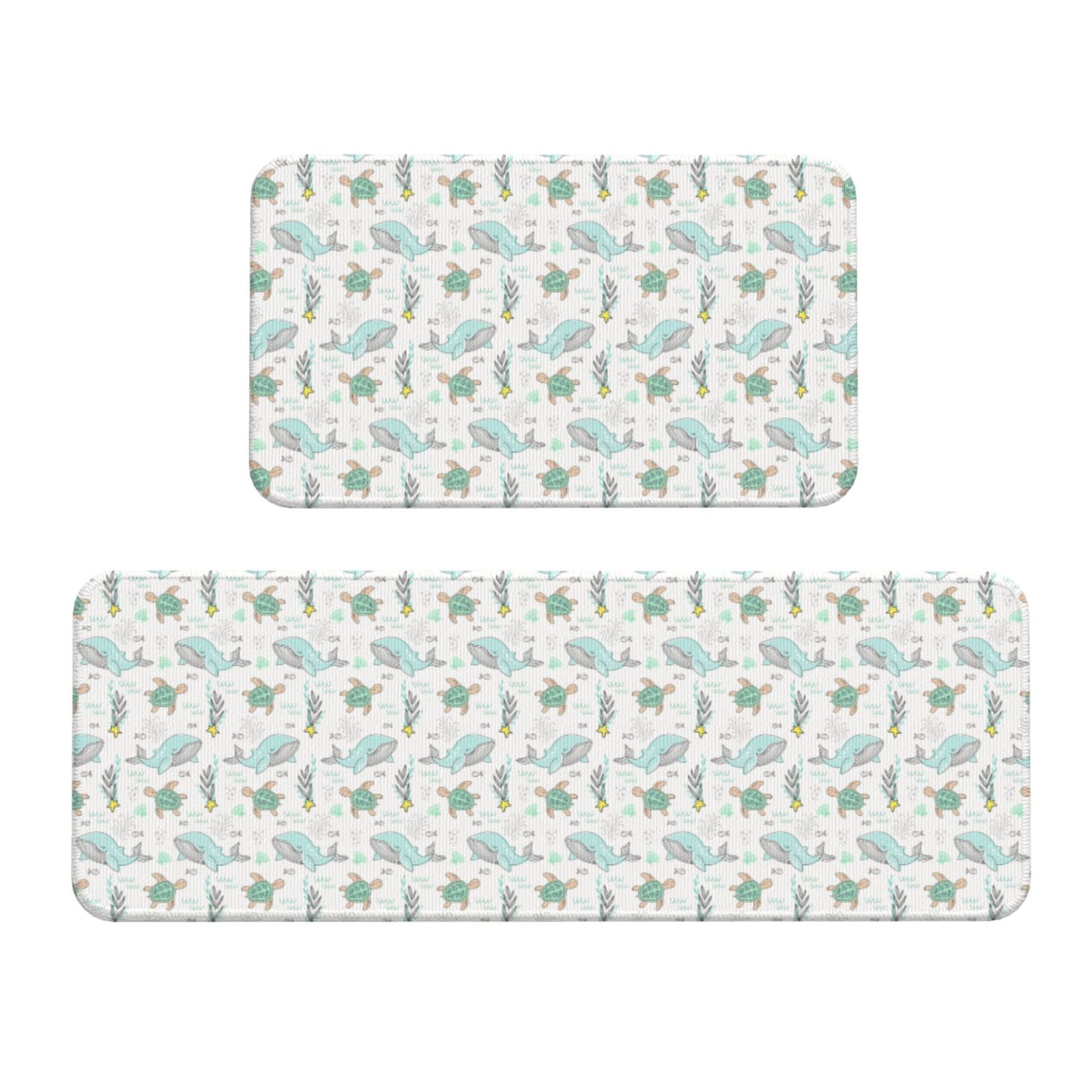 Turtle Kitchen Rug Yiaed Whale And Turtle Kitchen Rugs Sets of 2 Kitchen Mats Cushioned ...
