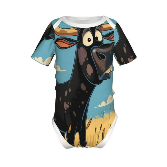 Yiaed Whimsical Cartoon Cow Print Infant Climbing Short Sleeve Onesie One-Piece Baby Bodysuit Clothes 0-12 Months -