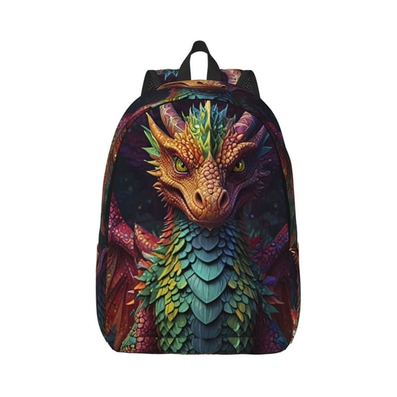Yiaed Whimsical Dragon Color Cool Print Backpack, Premium Laptop Backpack, Travel Backpack for Women, Lightweight Backpacks, Comfortable Back Pack-Medium