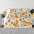 thumbnail image 1 of Yiaed Whimsical Fox Floral Garden Print Blanket Throw Blanket Soft Cozy Flannel Blanket for Home Bed Sofa Couch Chair-50"x40", 1 of 6