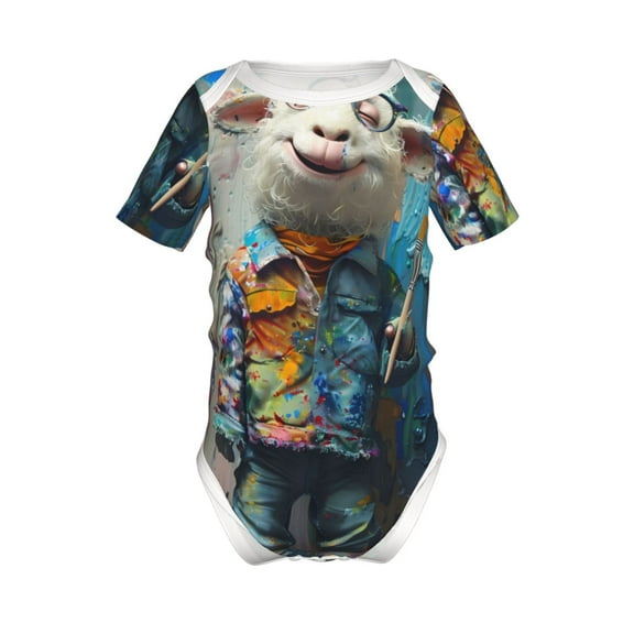 Yiaed Whimsical Goat Artist Print Infant Climbing Short Sleeve Onesie One-Piece Baby Bodysuit Clothes 0-12 Months -