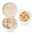thumbnail image 1 of Yiaed White Floral and Butterflies Print Travel Jewelry Case Bridesmaid Gift Boxes Jewelry Travel Organizer Small Round Jewelry Box Mini Storage-White, 1 of 7