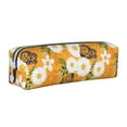 thumbnail image 1 of Yiaed White Floral and Butterflies Print Leather Pencil Case - Leather Pen Pencil Holder - Elegant & Practical Pencil Pouch for Work & Office, 1 of 7