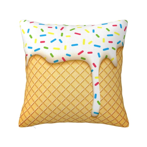 Yiaed White Ice Cream Print Pillow Covers Super Soft Decorative Square Throw Pillow Covers Case Cushion Covers for Sofa Couch Bedroom Car Decor(No pillow core)-20"x20"