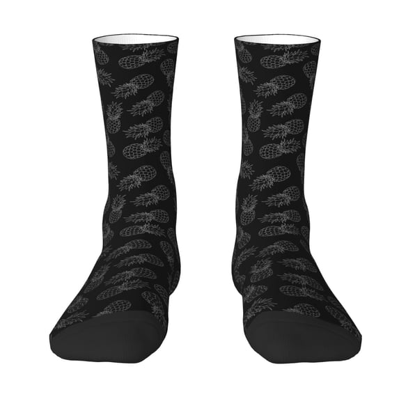 Yiaed White Pineapples Print Great elasticity Crew Socks Sports socks for Men and Women