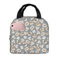 thumbnail image 1 of Yiaed White Popcorn Print Insulated Lunch Bag Reusable Cute Tote Lunch Box, Leakproof Cooler Lunch Bags for Work Office Travel School Picnic, 1 of 5
