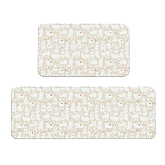 Yiaed White Rabbit Kitchen Rugs Sets of 2 Kitchen Mats Cushioned Anti Fatigue Kitchen Rug Tapetes Para Cocina for Sink,Laundry Room
