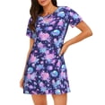 thumbnail image 1 of Yiaed White Skull Flower Print Women's Loose-Fit Short Sleeve Nightgown, Soft and Comfortable Sleep Dress for Relaxation and Sleepwear, 1 of 6