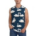 thumbnail image 1 of Yiaed White Swam Print Men's Singlet Vests Summer Running Muscle Tank Tops Gym Undershirt Round Neck Sleeveless for man, 1 of 5