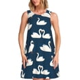 thumbnail image 1 of Yiaed White Swam Print Women's Sleeveless Dress, Loose Fit Summer Dress, Casual Sleeveless Dress for Women, 1 of 7