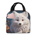 thumbnail image 1 of Yiaed White Wolf With Flowers Print Insulated Lunch Bag Reusable Cute Tote Lunch Box, Leakproof Cooler Lunch Bags for Work Office Travel School Picnic, 1 of 5