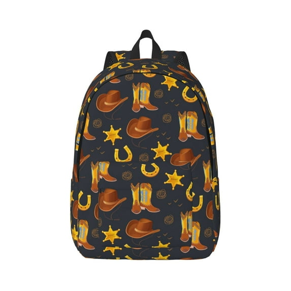 Yiaed Wild West Golden Horseshoe Print Backpack, Premium Laptop Backpack, Travel Backpack for Women, Lightweight Backpacks, Comfortable Back Pack-Small