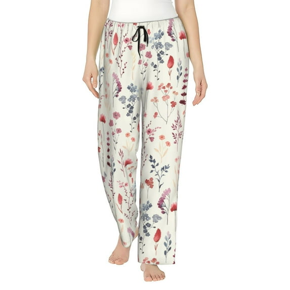 Yiaed Wildflower Watercolor 3 Print Womens Lounge Pants, Loose PJ Bottoms, Long Pajama Pants for Women-X-Large