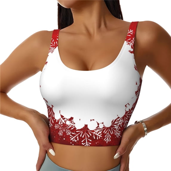 Yiaed Winter Christmas Snowflake Print Ladies Waistcoat Women Sports Vest Vest Sports Women Sports Top Yoga Vest for women-Medium