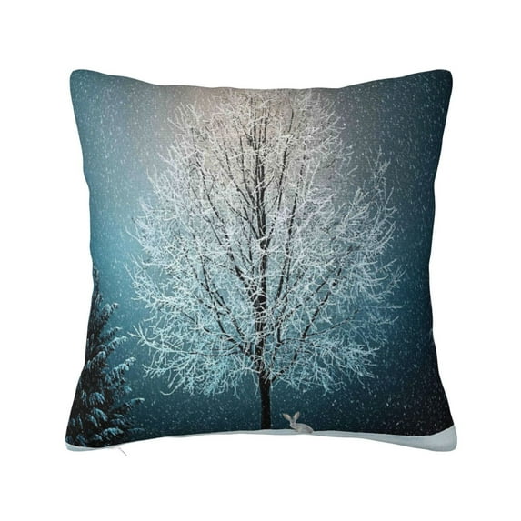 Yiaed Winter Rabbit Print Pillow Covers Super Soft Decorative Square Throw Pillow Covers Case Cushion Covers for Sofa Couch Bedroom Car Decor(No pillow core)-18"x18"