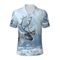 thumbnail image 1 of Yiaed Winter Reindeer In Snowy MountainsPrint Men's Short Sleeve Polo Shirt,Golf Polo for Men Three-Button Golf Shirt Athletic Casual Collared T-Shirt- X-Large, 1 of 6