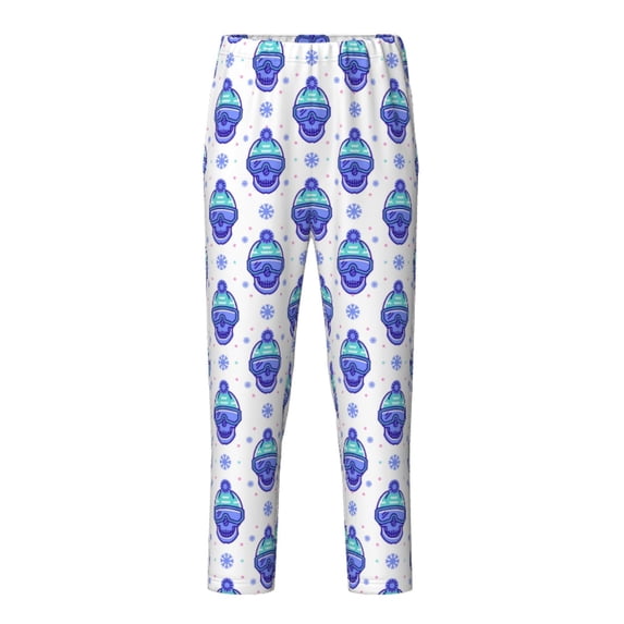 Yiaed Winter Snowflake Skiing Skull Print Teenagers' Lounge Pants, Loose PJ Bottoms, Long Pajama Pants for Men-Large