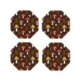 thumbnail image 1 of Yiaed Woodland Mushroom Print Leather Coasters for Drinks - Cup Coasters Coffee Table Kitchen Table Bar, Home & Office Gifts Handmade Drink Coasters-Octagon, 1 of 6
