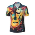 thumbnail image 1 of Yiaed World Map Guitar IllustrationPrint Men's Short Sleeve Polo Shirt,Golf Polo for Men Three-Button Golf Shirt Athletic Casual Collared T-Shirt- X-Large, 1 of 7
