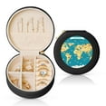 thumbnail image 1 of Yiaed World Map With Landmarks Print Travel Jewelry Case Bridesmaid Gift Boxes Jewelry Travel Organizer Small Round Jewelry Box Mini Storage-Black, 1 of 7