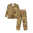 thumbnail image 1 of Yiaed World Map1 Print Men’s Pajamas Set - Long Sleeve Button Down Sleep Shirt and Pajama Bottoms Sleepwear Set Mens Pjs Sets Men's Pajama Bottoms-, 1 of 7