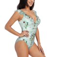 thumbnail image 1 of Yiaed World Travel Map Print Women's Ruffled One Piece Swimsuit V Neck Swimwear Slimming Monokini for Woman-XX-Large, 1 of 8