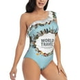 thumbnail image 1 of Yiaed World Travel Print Women One Piece Swimsuits Tummy Control One Shoulder Bathing Suits Pattern Ruffle Swimwear-XX-Large, 1 of 8