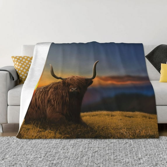 Yiaed Yak Print Blanket Throw Blanket Soft Cozy Flannel Blanket for Home Bed Sofa Couch Chair-50"x40"