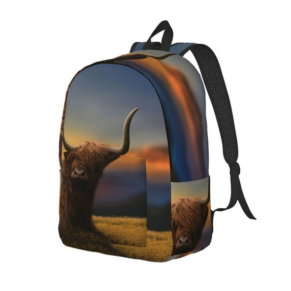 Yiaed Yak Print Print Laptop Backpack Travel Canvas Backpack Vintage Aesthetic Backpack for School Knapsack Backpack Backpack for School-Small