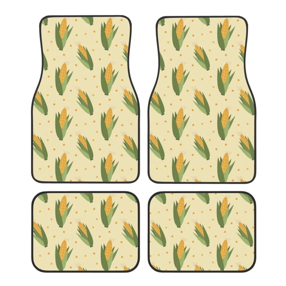 Yiaed Yellow Corn Print Carpet Floor Mats for Cars, Auto Accessories Front & Rear Car Floor Mats Car Floor Foot Mat Sets of 4 Pieces