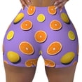 thumbnail image 1 of Yiaed Yellow Lemon And Orange Print Women's Athletic Shorts Running Shorts Sporty Short High Waisted Elastic Workout Shorts for Yoga Gym Running & Sports -XX-Large, 1 of 7