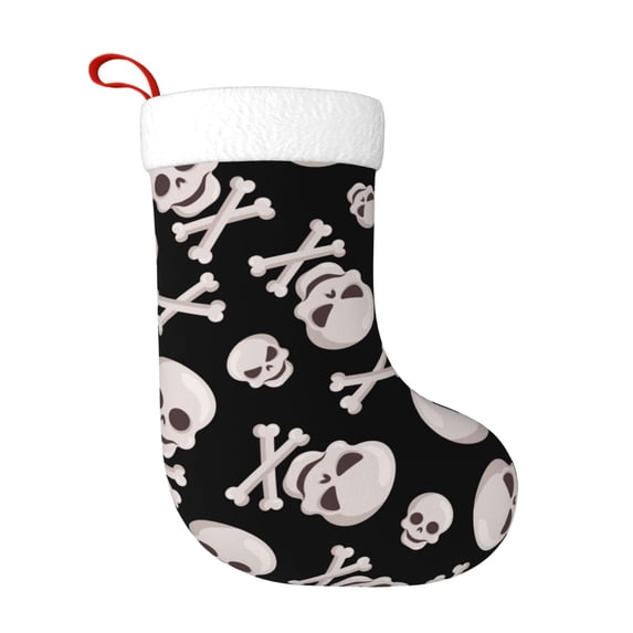 Yiaed black white Skull bone Print Christmas Stockings, Christmas Stockings Hanging Ornaments, Christmas Stockings for Family Christmas Holiday Decorations