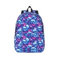 thumbnail image 1 of Yiaed blue Skull purple flower Print Backpack, Premium Laptop Backpack, Travel Backpack for Women, Lightweight Backpacks, Comfortable Back Pack-Small, 1 of 5