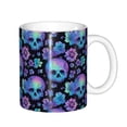thumbnail image 1 of Yiaed blue daisy Skull flower Print Ceramics Coffee,Large Handle Design,Extra Large Tea and Coffee Cup for Office and Home Mugs, 1 of 6