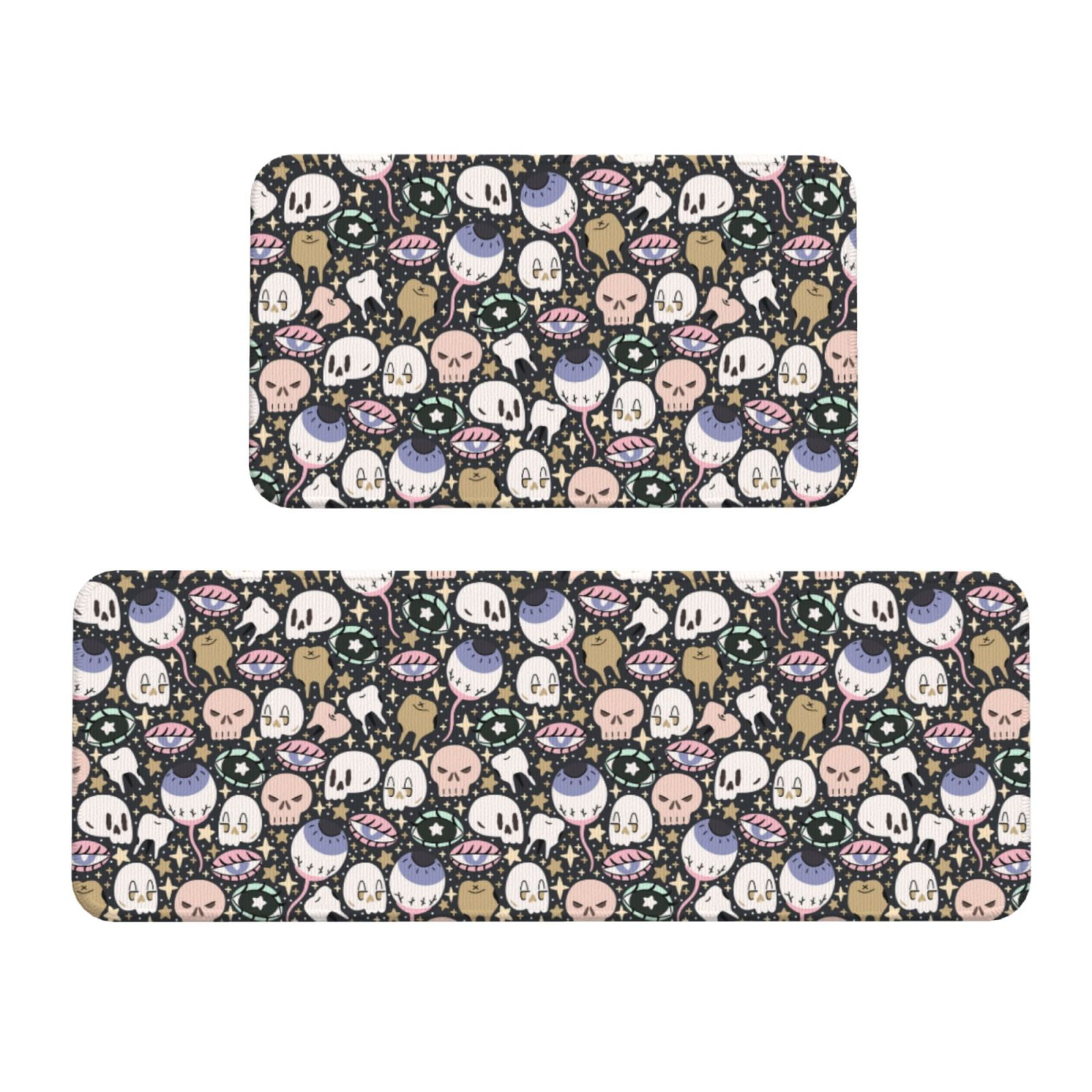 Yiaed cartoon cute Skull star Kitchen Rugs Sets of 2 Kitchen Mats ...