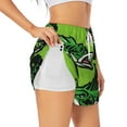 thumbnail image 1 of Yiaed cartoon largemouth bass fish Print Women's Running Shorts with Liner 3 Zipper Pockets Elastic Workout Athletic Gym Yoga Shorts-Small, 1 of 7